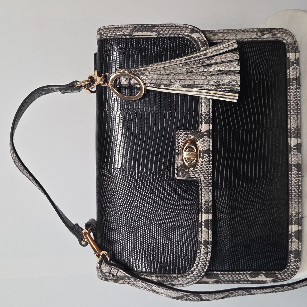 Rachel Zoe Black and Cream Satchel